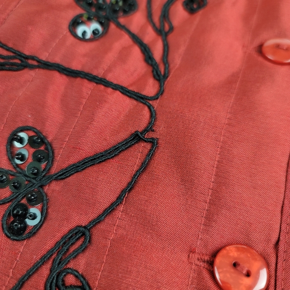 Silkland Silk Embellished Womens Quilted Jacket Coat Sz Medium - Picture 15 of 16